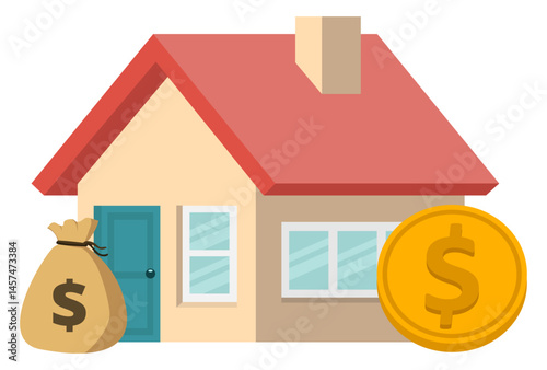House and money economy concept finance industry insurance vector illustration