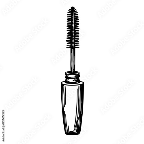 Minimal mascara wand icon in black and white style concept of cosmetic application and modern illustration