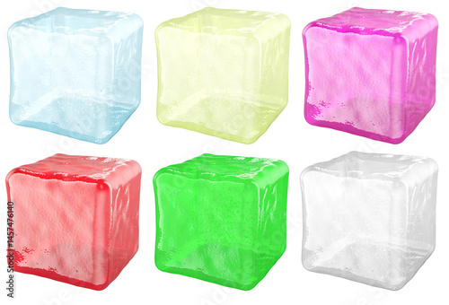 Obraz na płótnie Colored Ice Cubes, 3D rendering isolated on transparent background w salonie