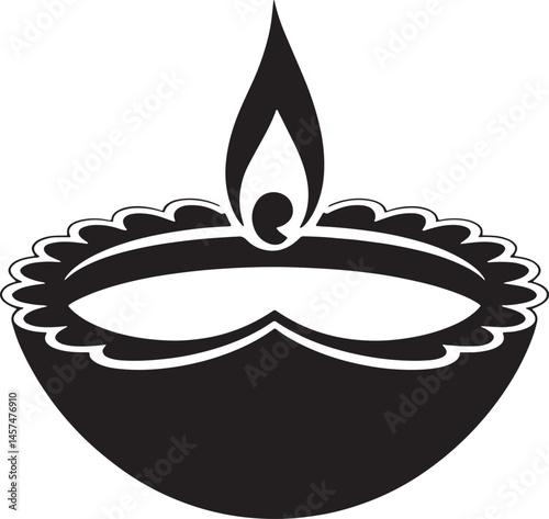 Happy Diwali Diya lamp silhouette vector illustration isolated On Transparent Background