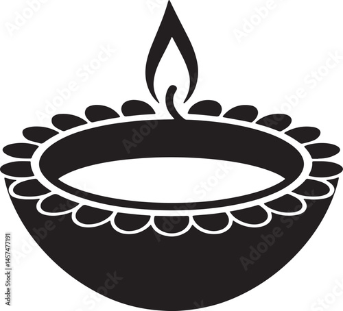 Happy Diwali Diya lamp silhouette vector illustration isolated On Transparent Background