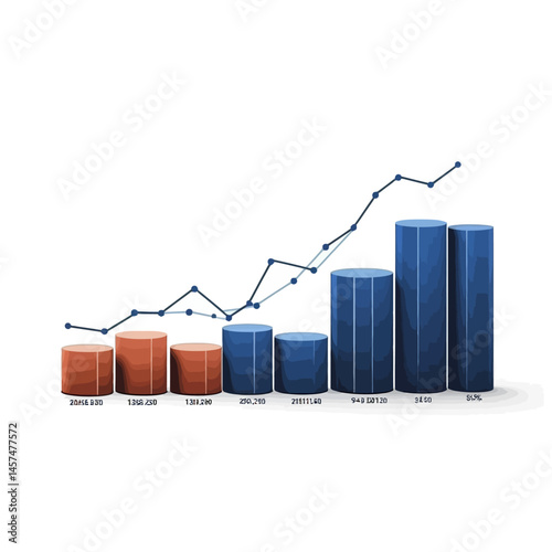 Chart vector icon, isolated on white background  -  