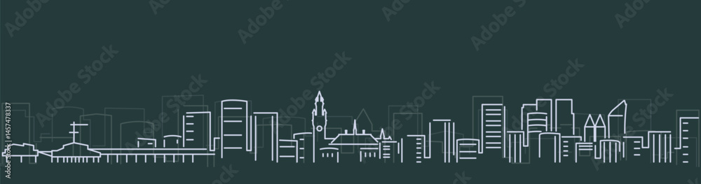 Fototapeta premium The Hague Simple Lines Skyline on Dark Background