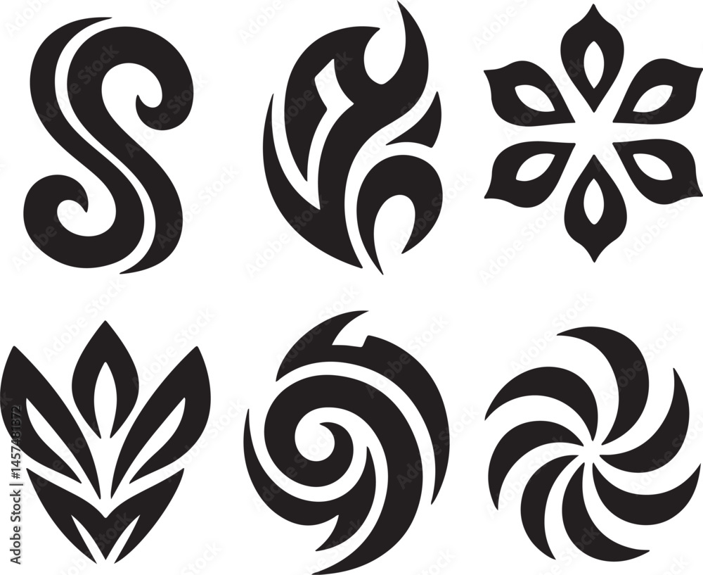 Fototapeta premium black and white floral elements