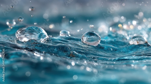The backdrop of water with droplets scattered across, each one containing the invisible danger of PFAS chemicals, a reminder of the ongoing environmental issue
