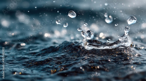 The backdrop of water with droplets scattered across, each one containing the invisible danger of PFAS chemicals, a reminder of the ongoing environmental issue