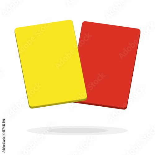 3d Yellow and red cards. Penalty cards, means of warning, reprimanding or penalising. Referee yellow and red cards for sport, football, basketball, soccer competitions.