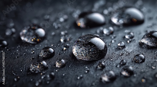 Close-up of water drops on a dark surface, each one silently carrying PFAS chemicals, a reminder of the environmental and health risks posed by forever chemicals