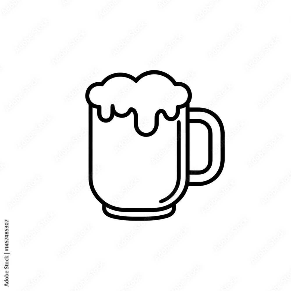 Beer Mug Icon with Foam, Simple Lines, Minimalist Design, Clear Background Beer Mug Icon with Foam, Simple Lines, Minimalist Design, Clear Background