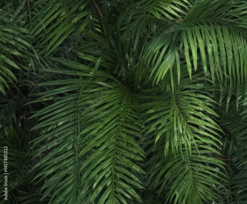 Intricate green palm frond texture, vibrant tropical detail ,  asset,  background,  lush