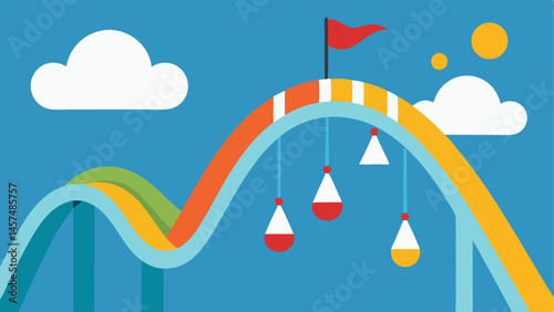 Emotional Roller Coaster An illustration of a roller coaster with peaks success and drops failure showing the highs and lows of the emotional journey in achieving goals.