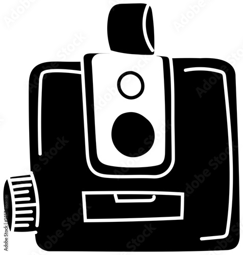 Old Toy Camera Line Illustration for Creative Retro Projects
