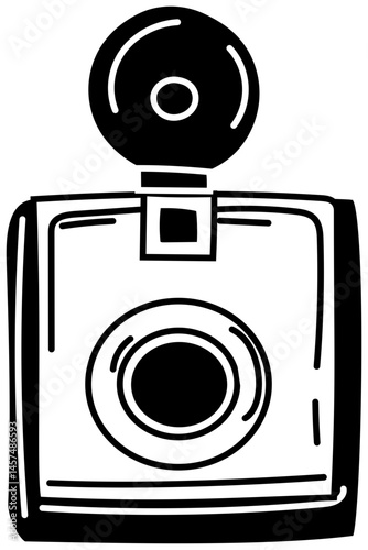 Retro Action Camera Line Icon with Vintage Film Feel