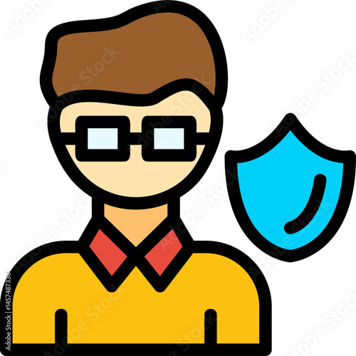 Journalist Shield Line Filled Icon
