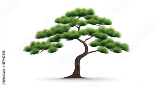 Elegant Pine Tree with Lush Green Foliage Isolated on a White Background