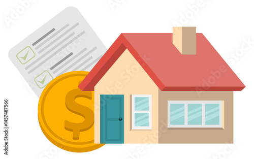 Real estate concept money buy contract document digital illustration