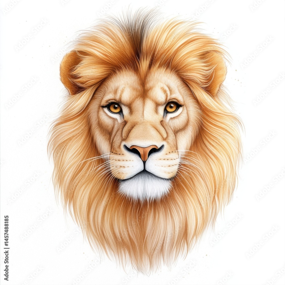 Majestic Lion Portrait with Detailed Mane and Intense Eyes