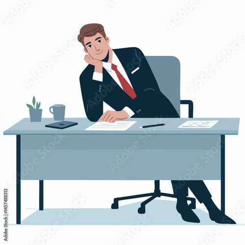 set vector businessman sitting relaxed on chair