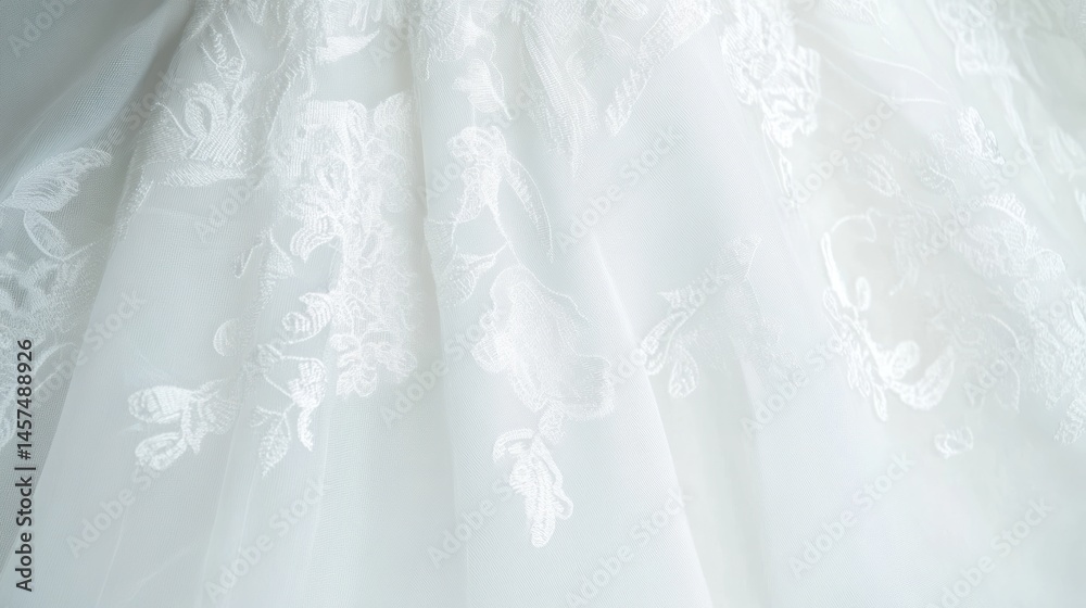 Obraz premium White lace fabric floral embroidery detail texture
