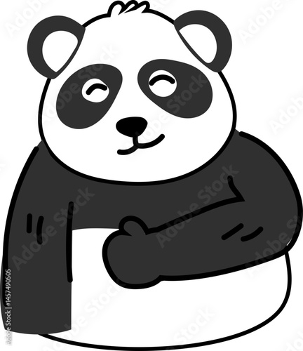 Friendly cartoon panda looking forward with happy face