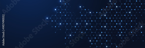 Molecular abstract structure and genetic engineering DNA. Healthcare and medicine background concept. Scientific research background. Wave flow. Innovation pattern. Vector illustration.