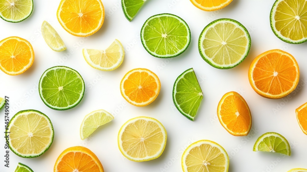 Fototapeta premium Citrus fruit slices on white background