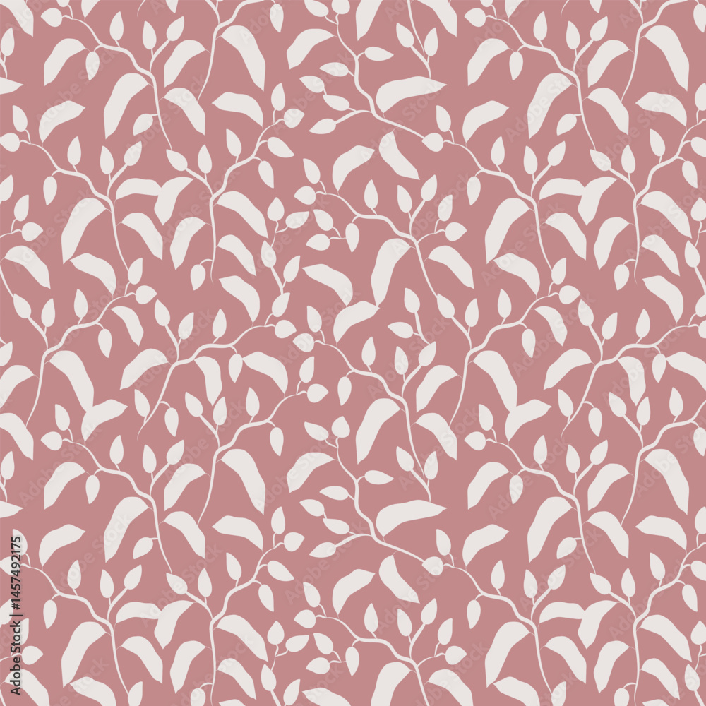 Fototapeta premium Botanical branch silhouette seamless vector pattern