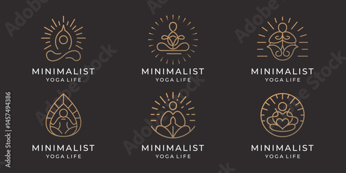 Yoga Icons logo set. outline symbol design for spa center or yoga studio inspiration.