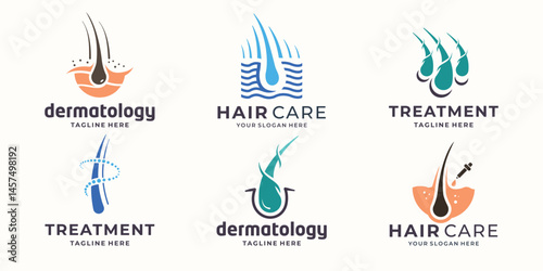 hair care logo design collection with modern and creative concept premium.