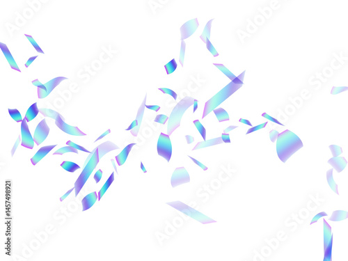 Glamour falling confetti scatter vector background. Blue  hologram elements birthday vector. Surprise burst flying confetti. Prize event decoration illustration. Happy mood.