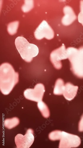 Romantic background with falling hearts, animated heart rain for love, Valentine's Day, and celebration themes
