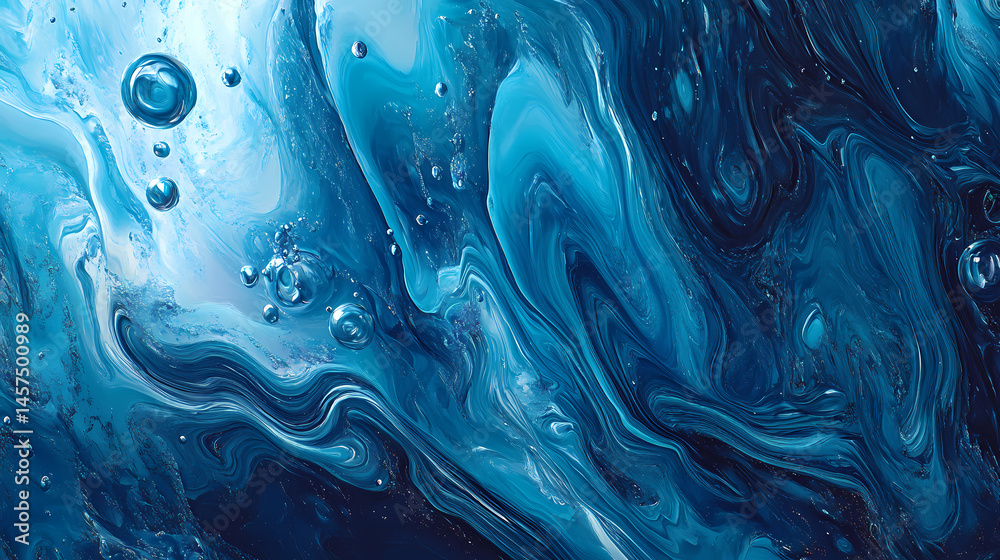 abstract blue liquid bubbles