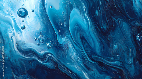 abstract blue liquid bubbles