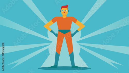 Confidence Stance A character standing tall with arms on hips and a confident expression surrounded by rays of light representing selfassuredness and inner strength.