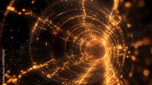 Abstract polygonal space with connecting dots and lines. dark background. connection structure. 3d widescreen. [Neon Fables] | Brightshade Bards | light melody. Illustration
