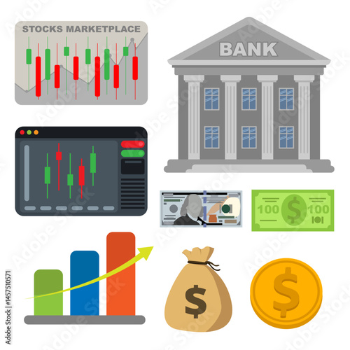 Business icons set finance vector illustration concept industry