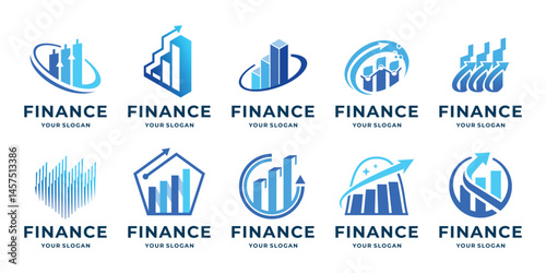 set of logo finance, investment, sales, media and business abstract logos inspiration.