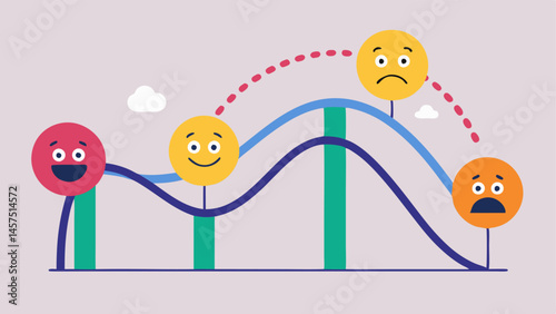 Emotional Roller Coaster A roller coaster with ups and downs labeled with emotions like joy fear guilt and confusion depicting the unpredictable emotional state in a manipulative