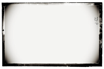 Antique photo film frame of a middle format camera with transparent background and vignetting (png image). Useful for design frame templates
