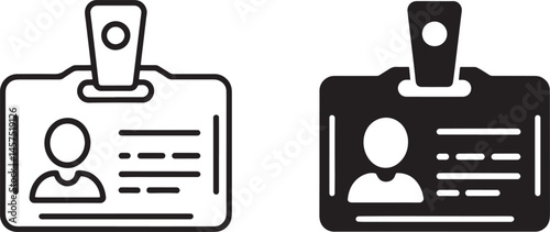 Workers’ badges Outline & silhouette set vector illustration isolated On Transparent Background