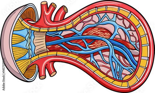 anatomical differences outline diagram. Labeled educational physiology explanation for body blood circulation vector illustration. 