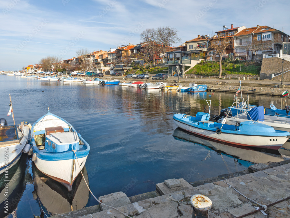 Sunset view of the port of Sozopol, Bulgaria