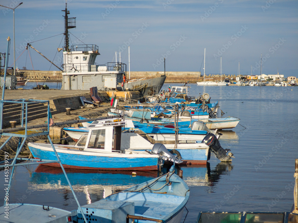 Sunset view of the port of Sozopol, Bulgaria