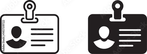 Workers’ badges Outline & silhouette set vector illustration isolated On Transparent Background
