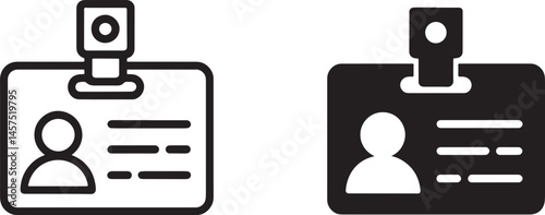 Workers’ badges Outline & silhouette set vector illustration isolated On Transparent Background