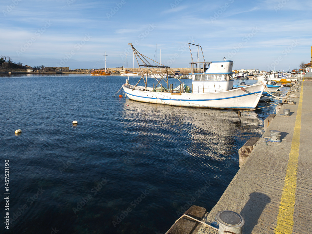 Sunset view of the port of Sozopol, Bulgaria