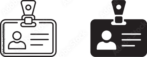 Workers’ badges Outline & silhouette set vector illustration isolated On Transparent Background