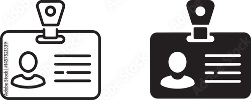 Workers’ badges Outline & silhouette set vector illustration isolated On Transparent Background