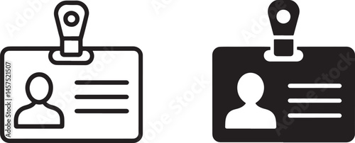 Workers’ badges Outline & silhouette set vector illustration isolated On Transparent Background