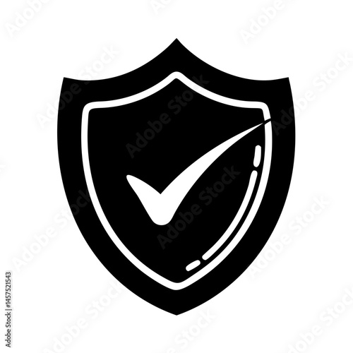 Modern shield with check mark indicating safety and security confirmation